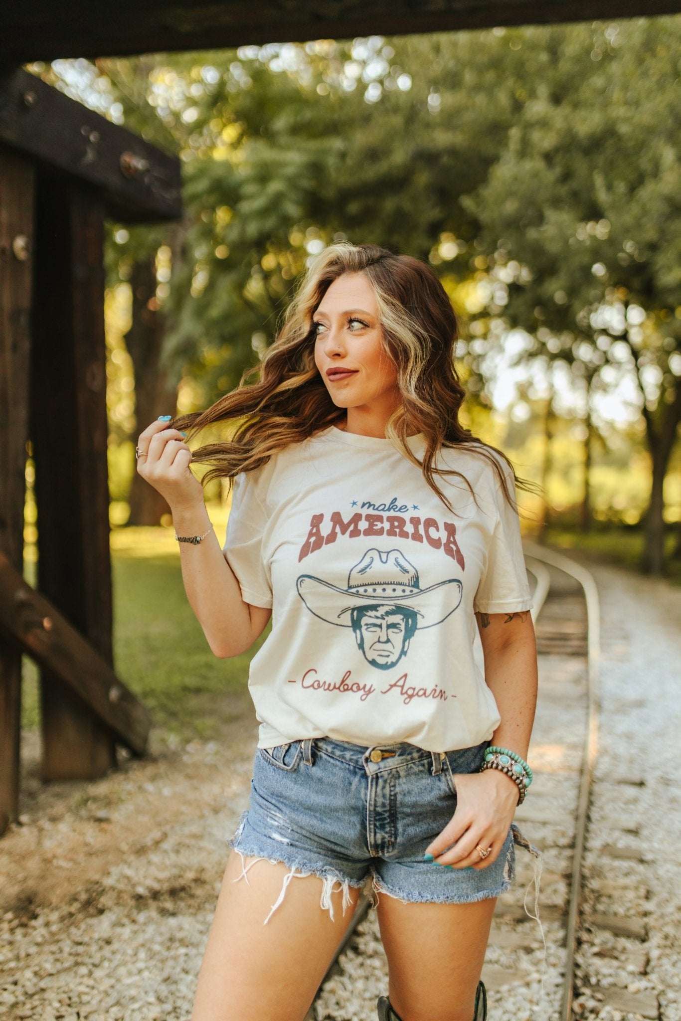 Trump Make America Cowboy Again Graphic TeeNaturalS