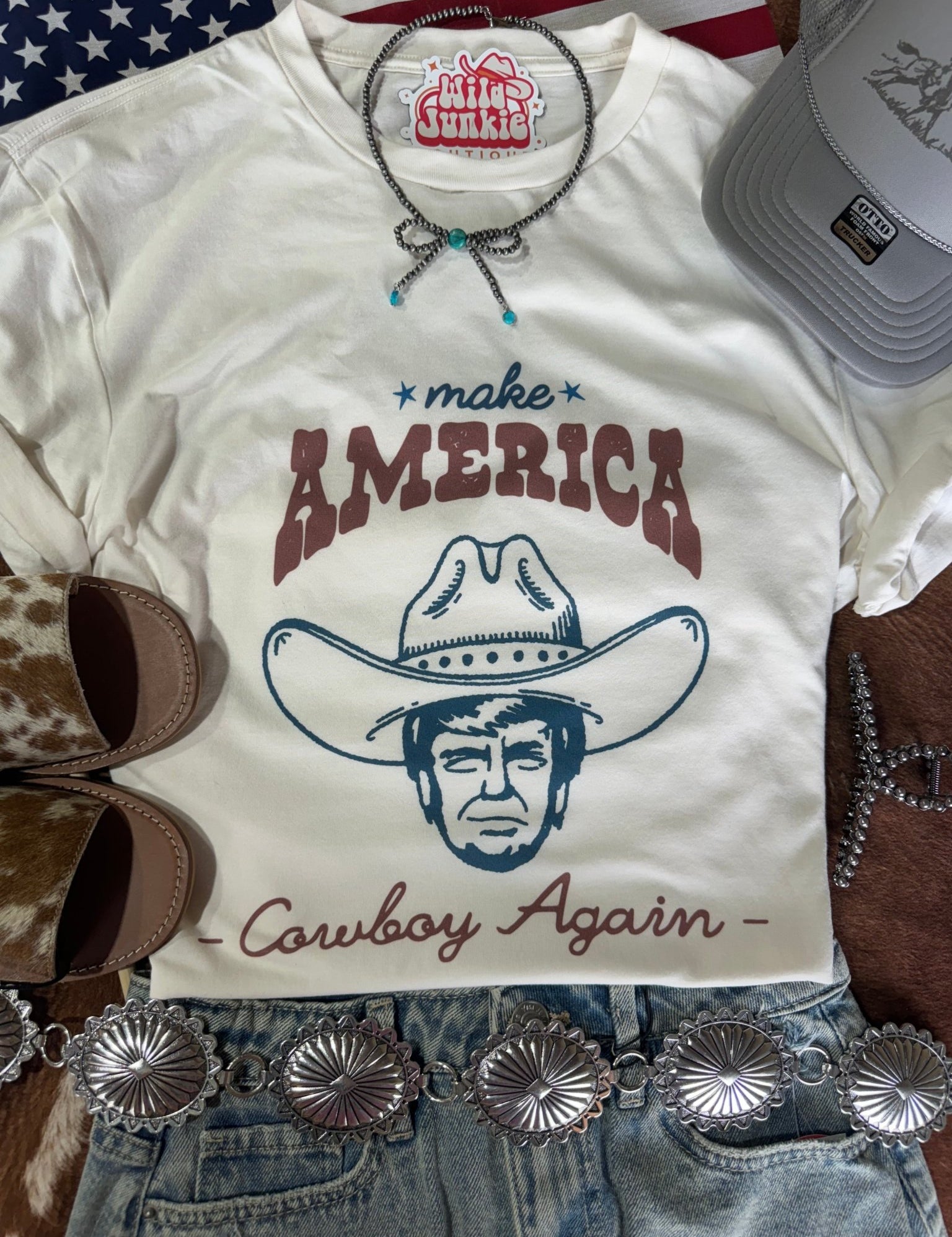 Trump Make America Cowboy Again Graphic TeeNaturalS