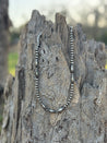 Tube and Round Silver Beads Necklace