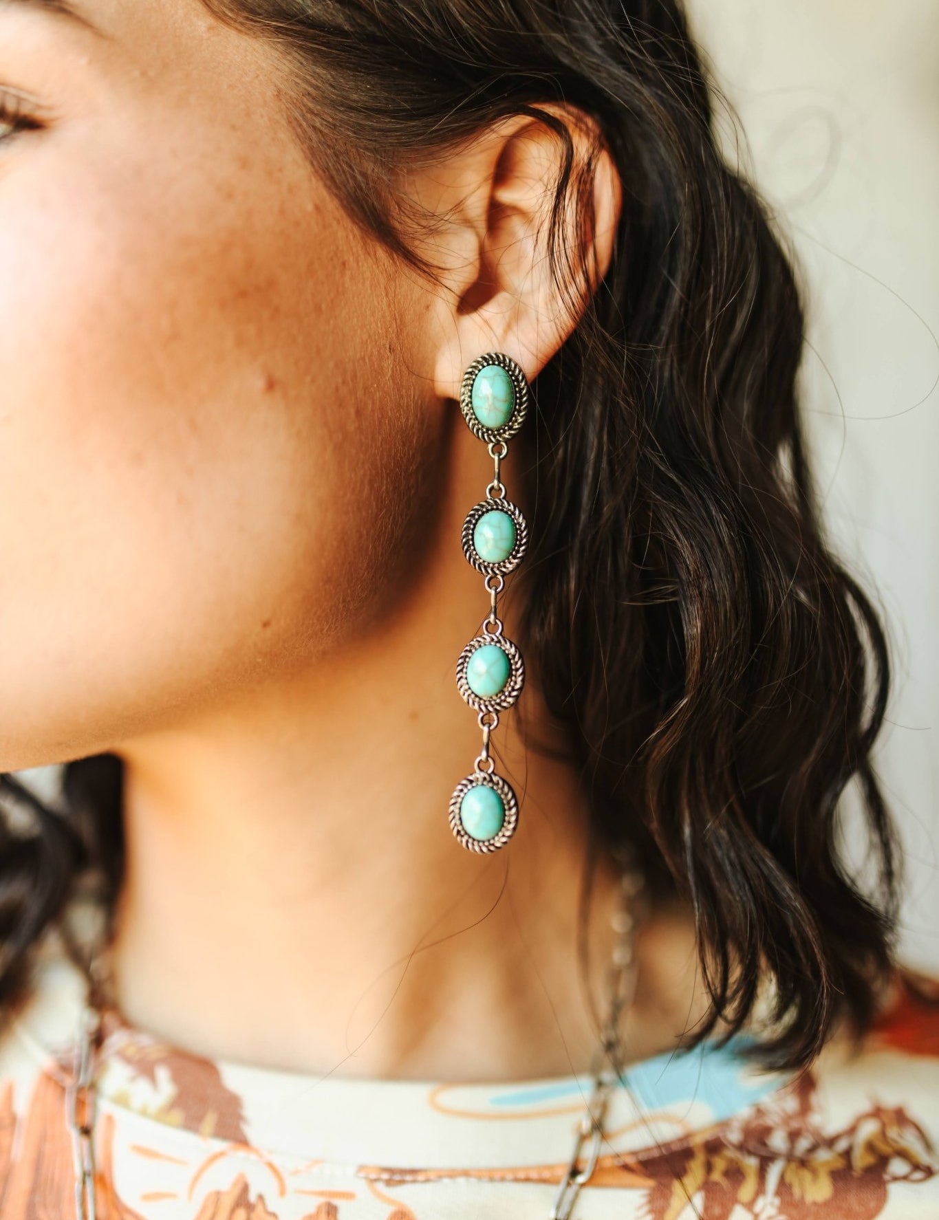 Turquoise 4 - Tier Dangle Earrings