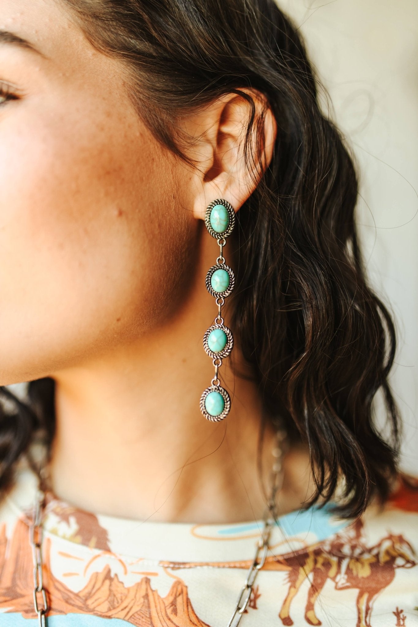 Turquoise 4 - Tier Dangle Earrings