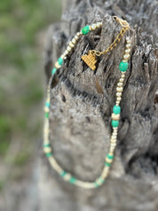 Turquoise And Gold Beaded Necklace