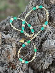 Turquoise And Gold Beaded Necklace