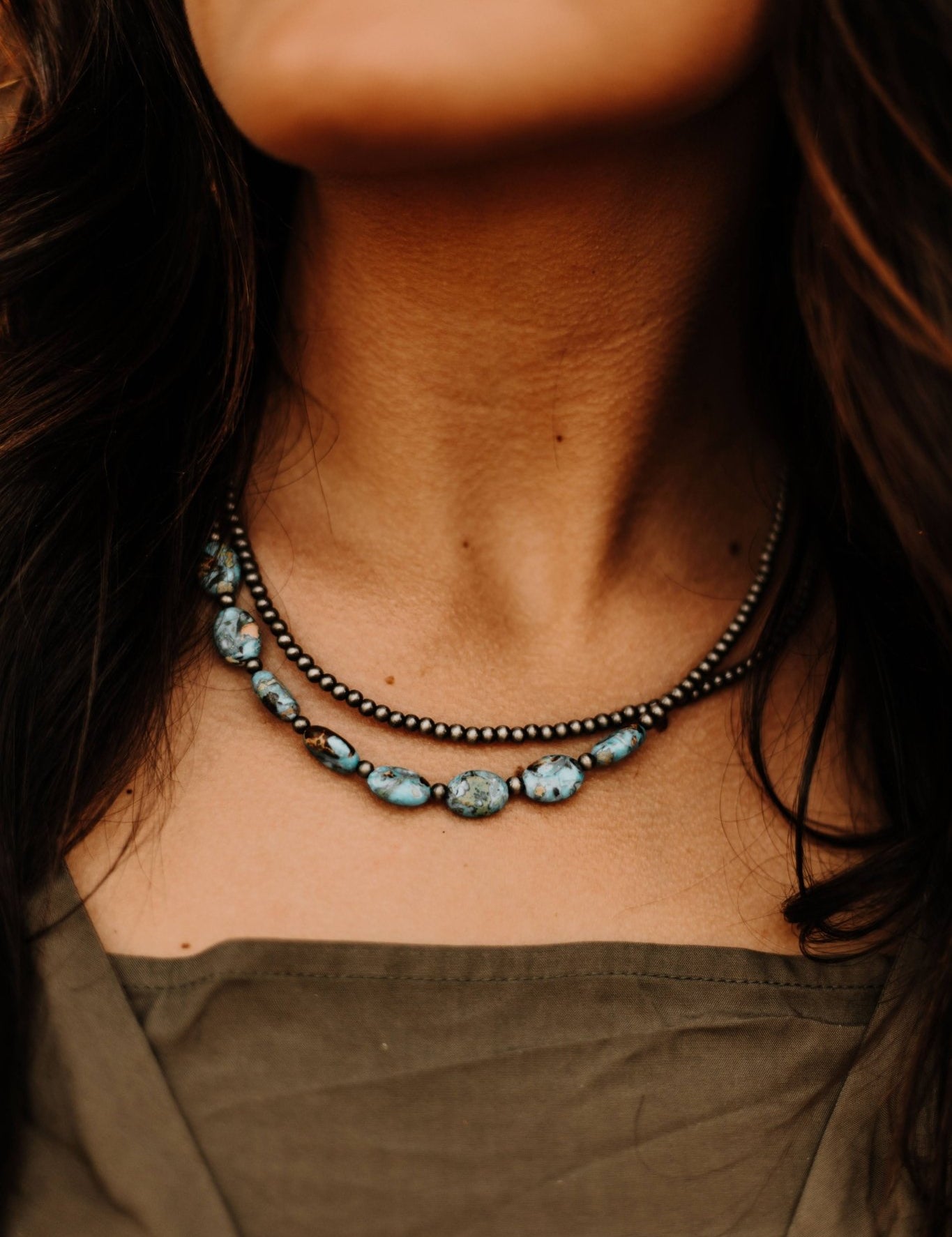Turquoise and Pearl ChokerTurquoiseOS