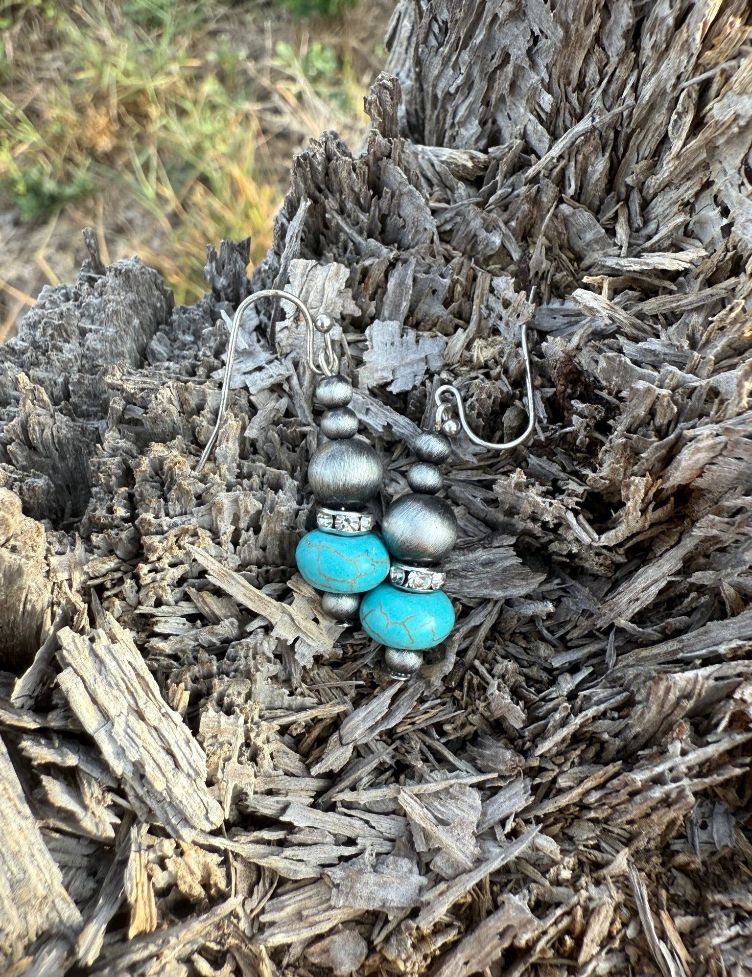Turquoise and Pearl Simple Drop Earrings