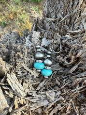 Turquoise and Pearl Simple Drop Earrings