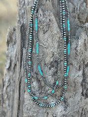 Turquoise and Pearl Triple Strand Necklace