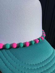 Turquoise And Pink Trucker Hat Chain