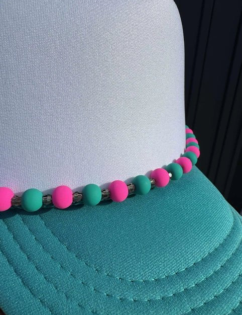 Turquoise And Pink Trucker Hat Chain