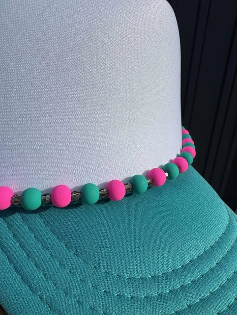 Turquoise And Pink Trucker Hat Chain