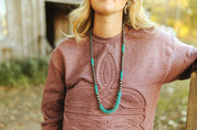 Turquoise and Silver Beaded Long Necklace