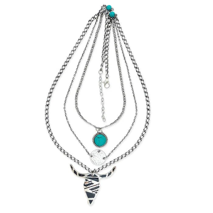 Turquoise and Steer Layered Necklace