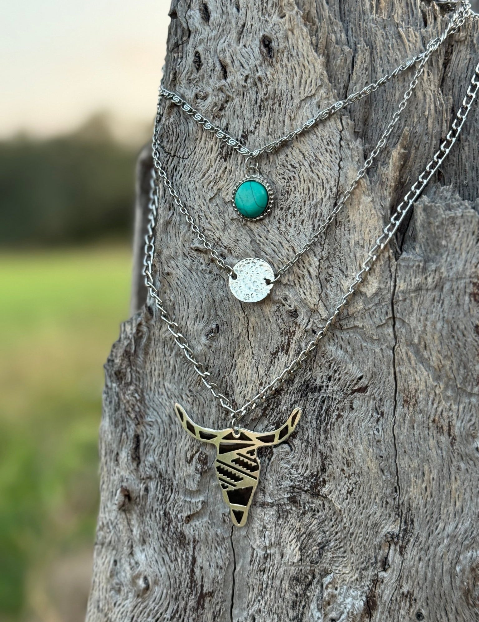 Turquoise and Steer Layered Necklace