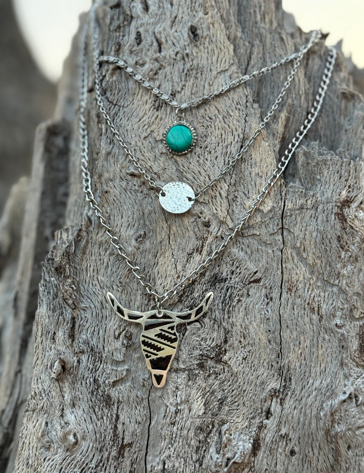 Turquoise and Steer Layered Necklace