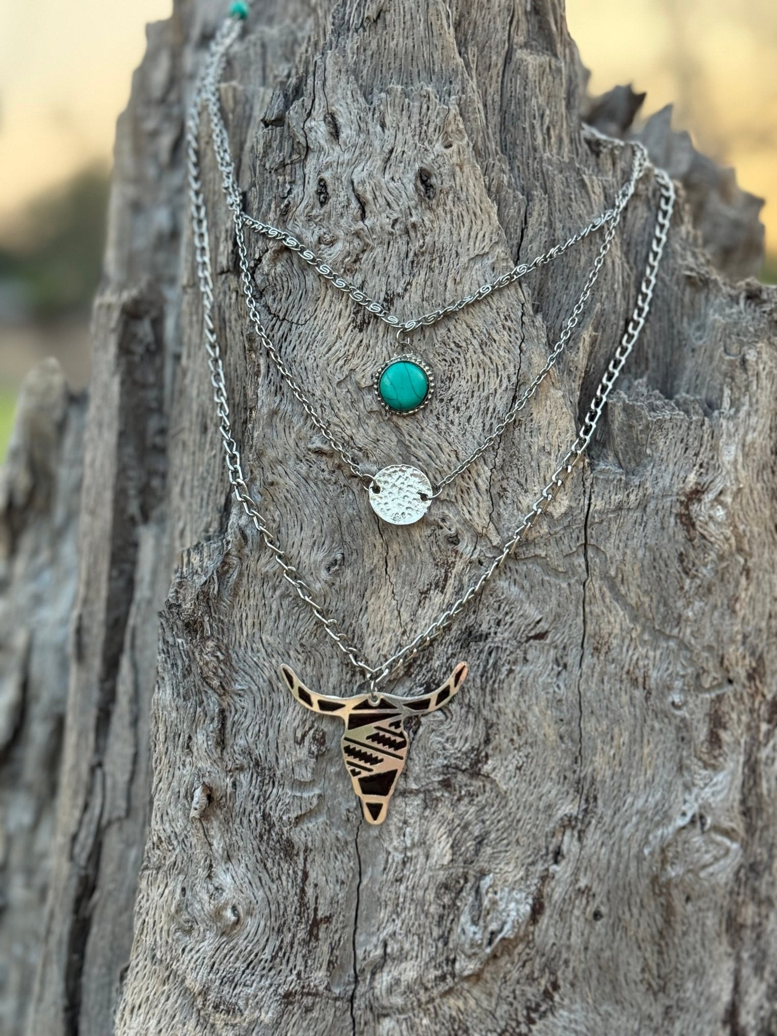 Turquoise and Steer Layered Necklace