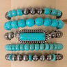 Turquoise Bar and Beads Bracelet Stack