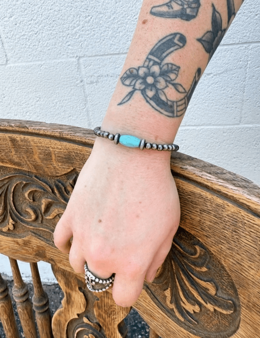 Turquoise Barrel Beaded Bracelet