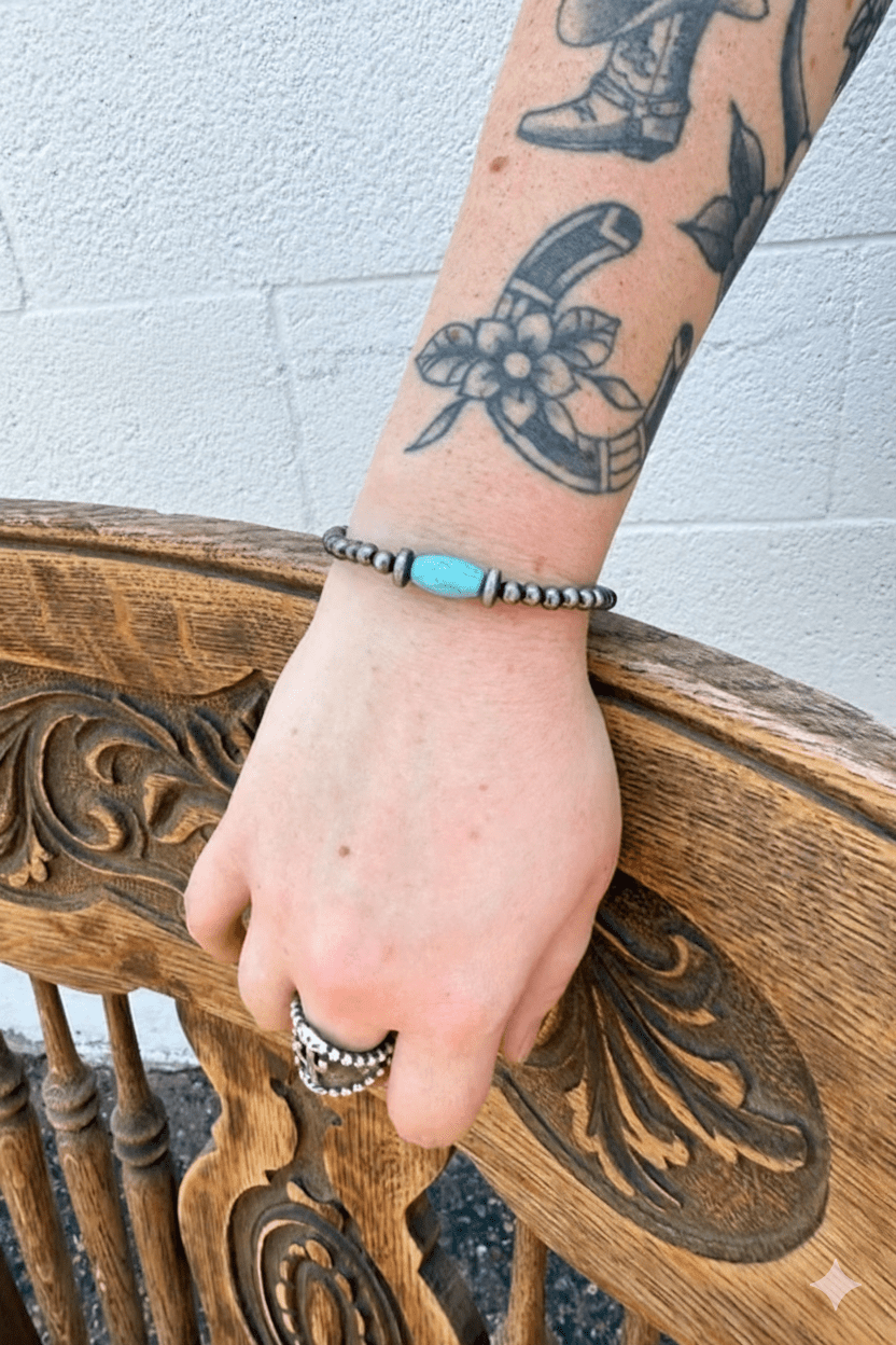 Turquoise Barrel Beaded Bracelet