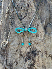 Turquoise Beaded Bow Necklace