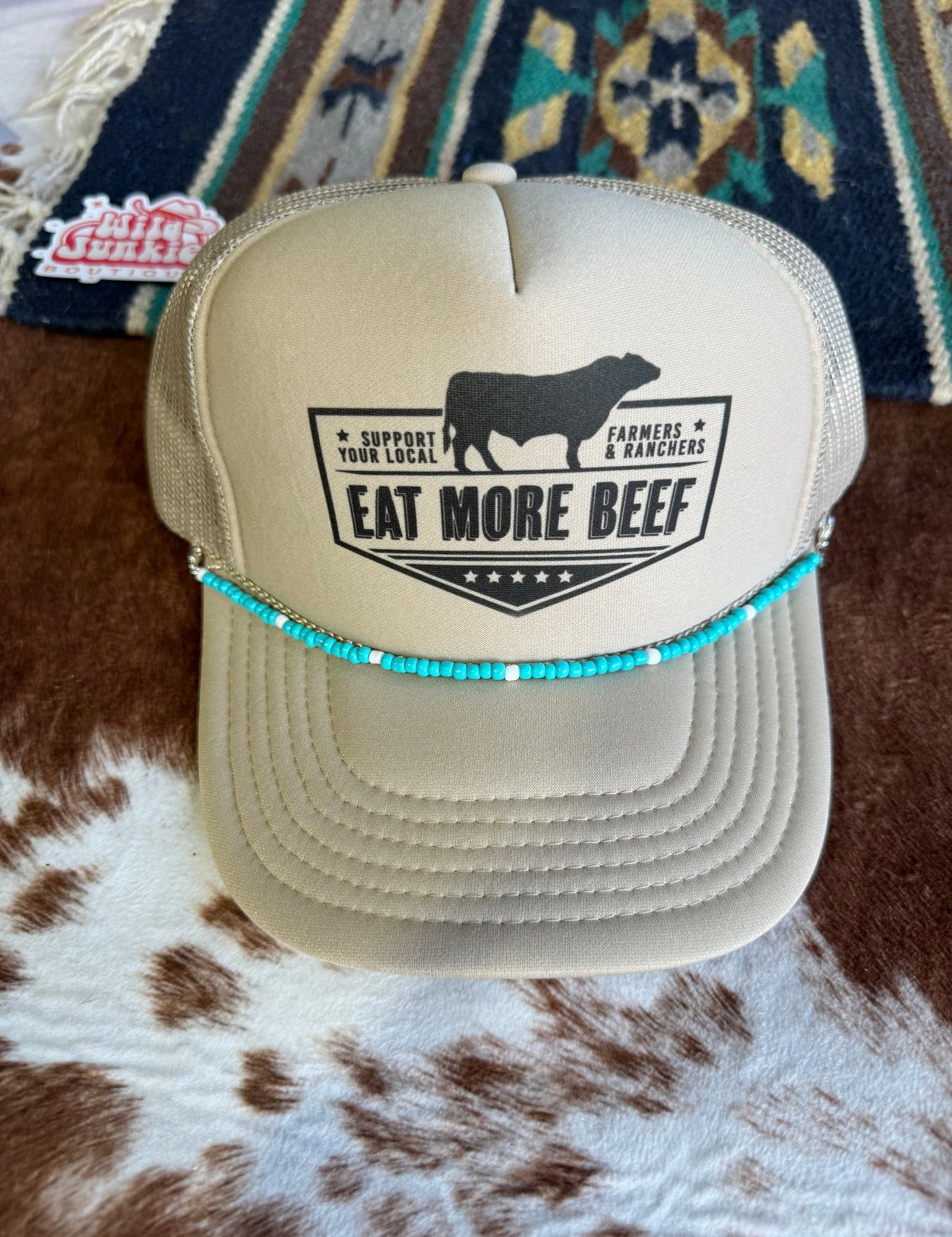 Turquoise Beaded Hat Chain