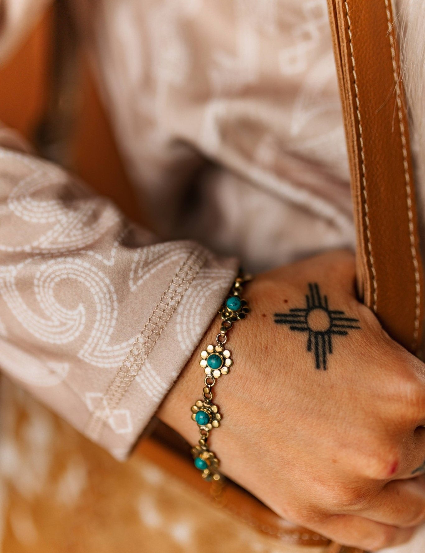 Turquoise Bloom Charm Bracelet