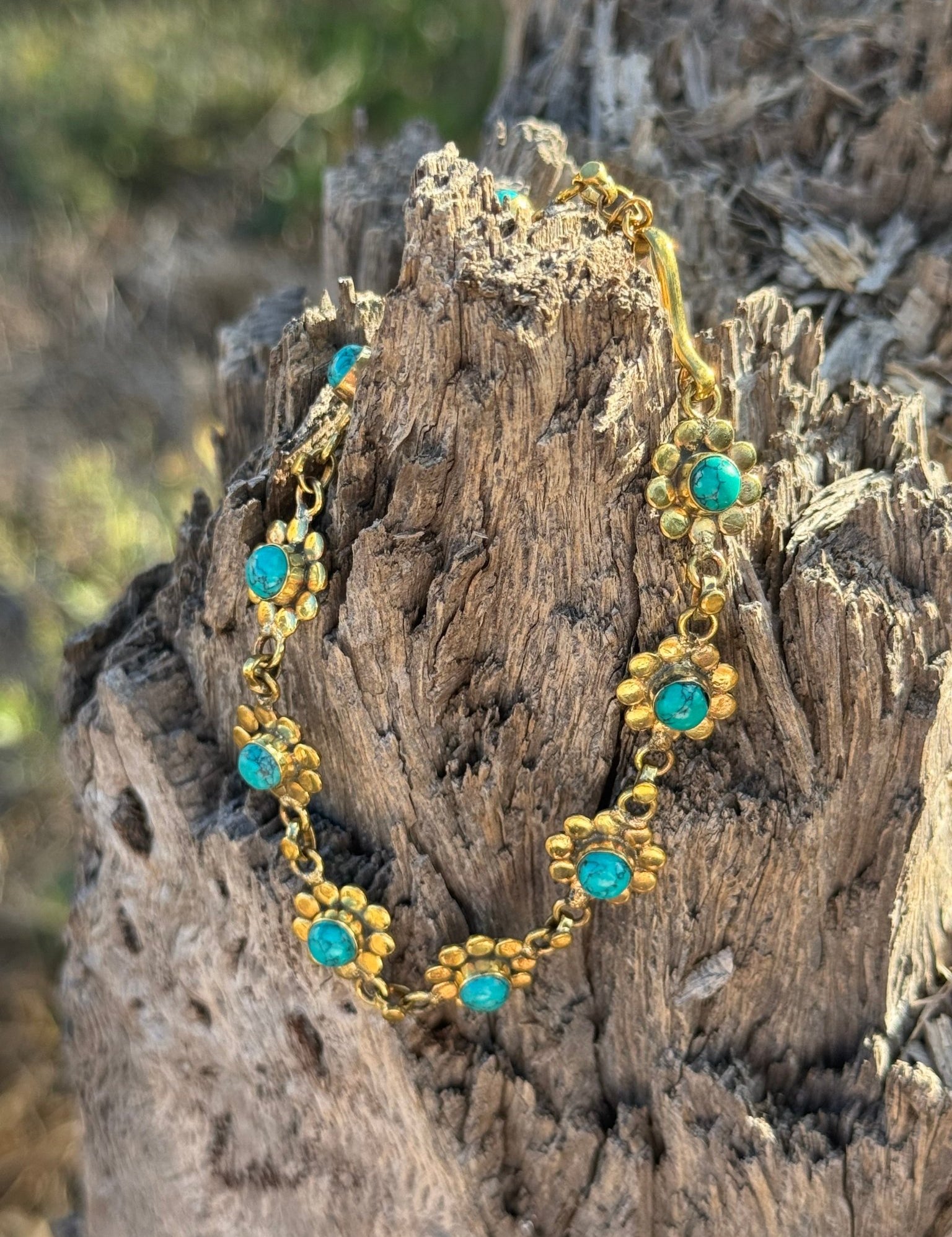 Turquoise Bloom Charm Bracelet