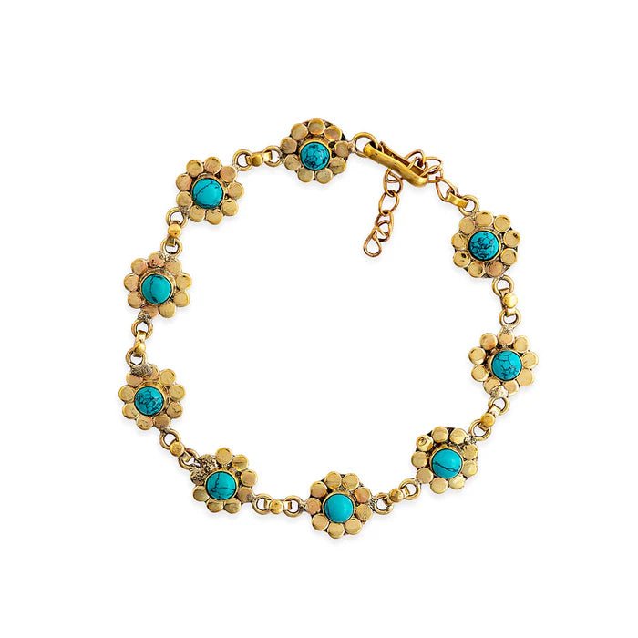 Turquoise Bloom Charm Bracelet