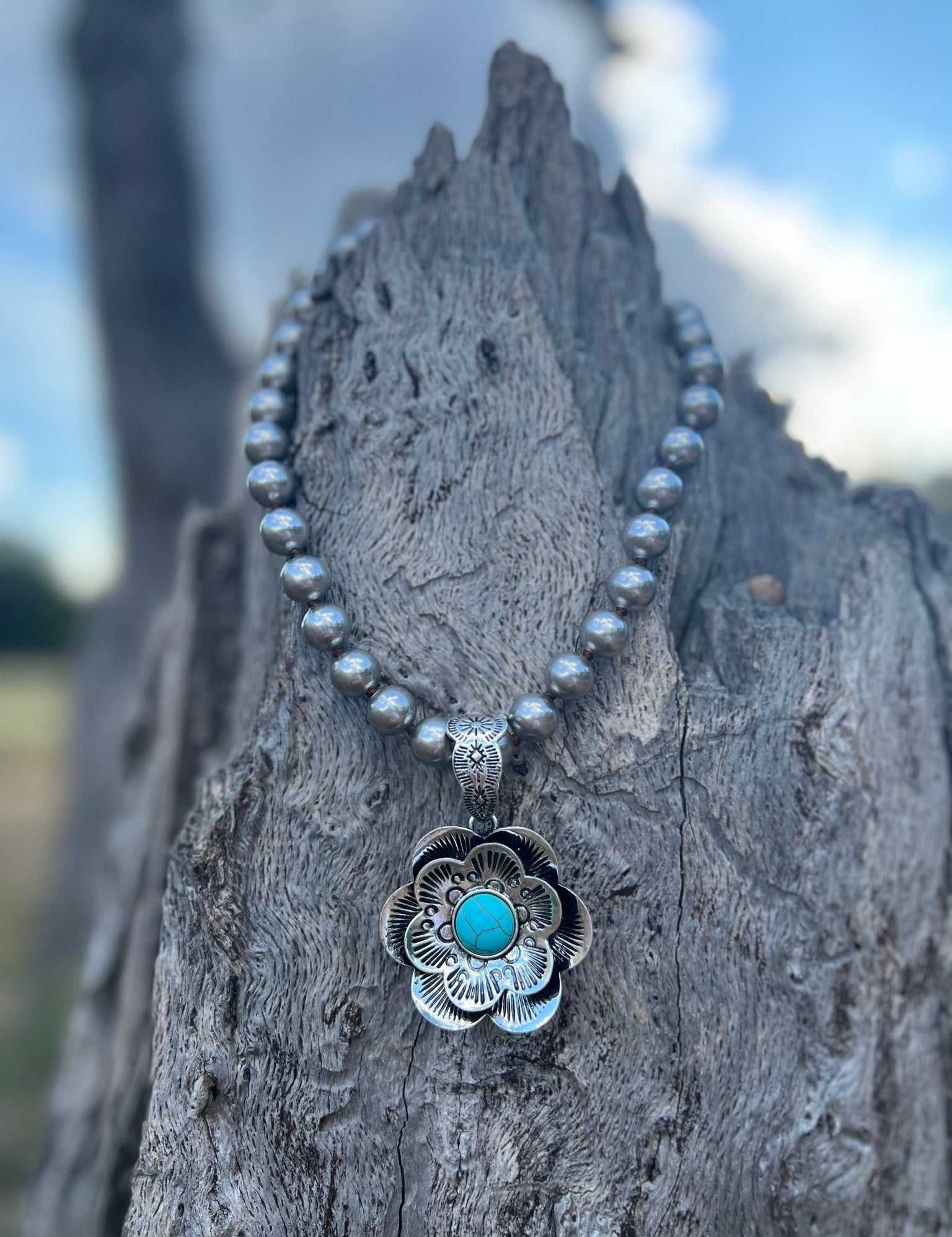 Turquoise Bloom Pendant Necklace