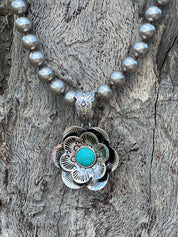 Turquoise Bloom Pendant Necklace