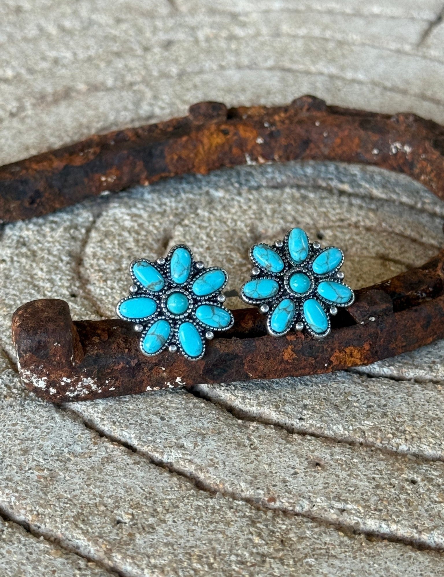 Turquoise Bloom Stud Earrings