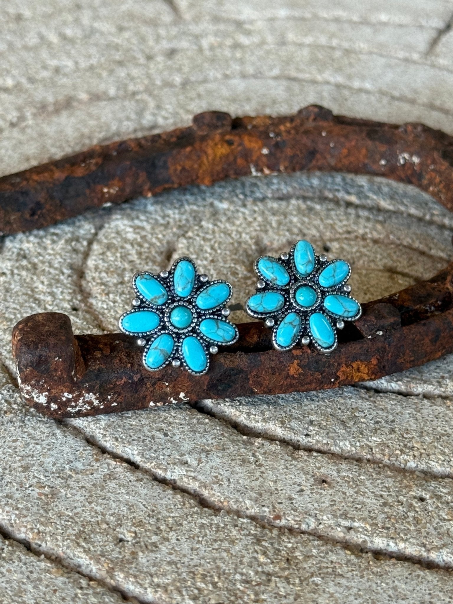Turquoise Bloom Stud Earrings