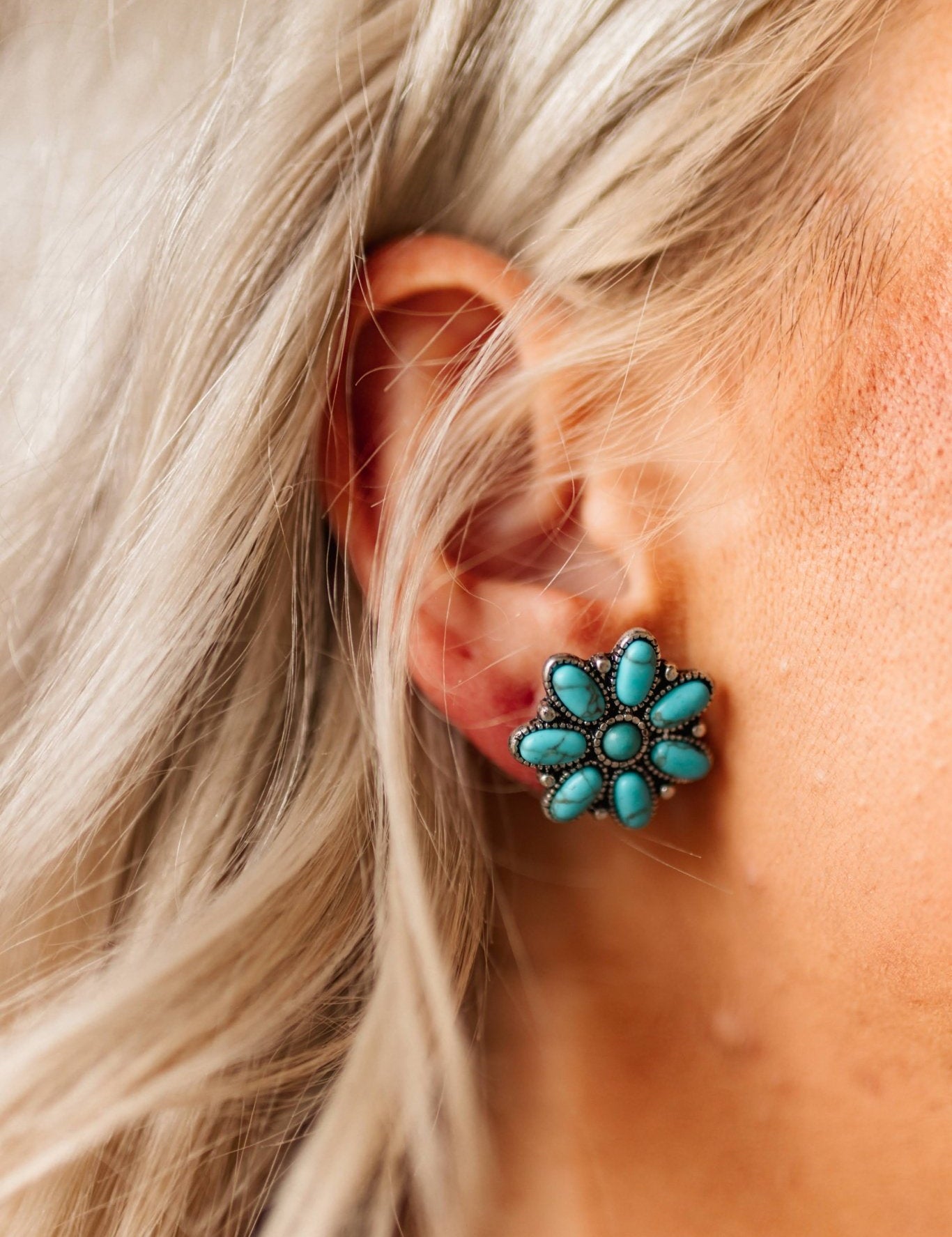 Turquoise Bloom Stud Earrings