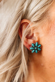 Turquoise Bloom Stud Earrings