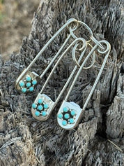 Turquoise Blossom Safety Pin Keychain