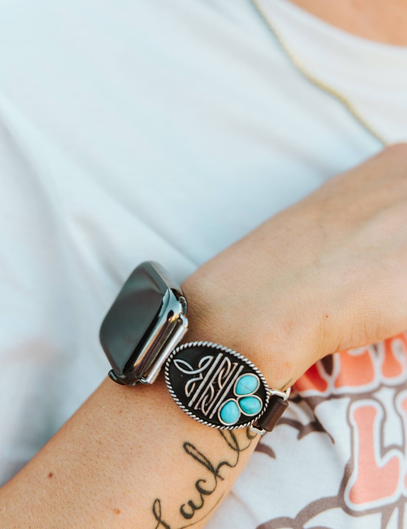 Turquoise Boot Stitch Apple Watch Band