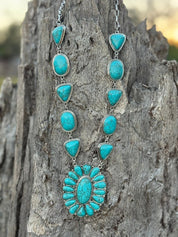 Turquoise Burst Paperclip Chain Necklace