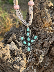 Turquoise Cactus Bandana Necklace