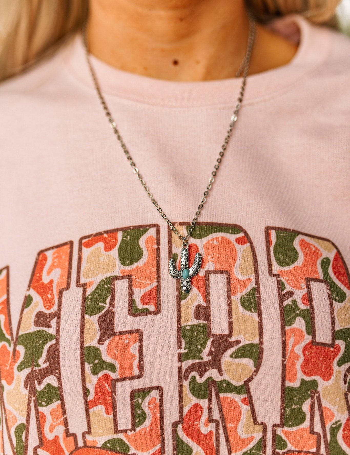 Turquoise Cactus Chain Necklace