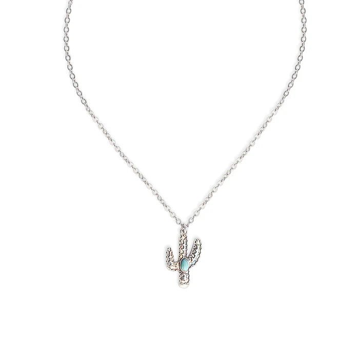 Turquoise Cactus Chain Necklace