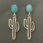 Turquoise Cactus Dangle Earrings