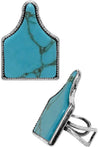 Turquoise Cattle Tag Cuff Ring