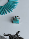 Turquoise Cattle Tag Cuff Ring