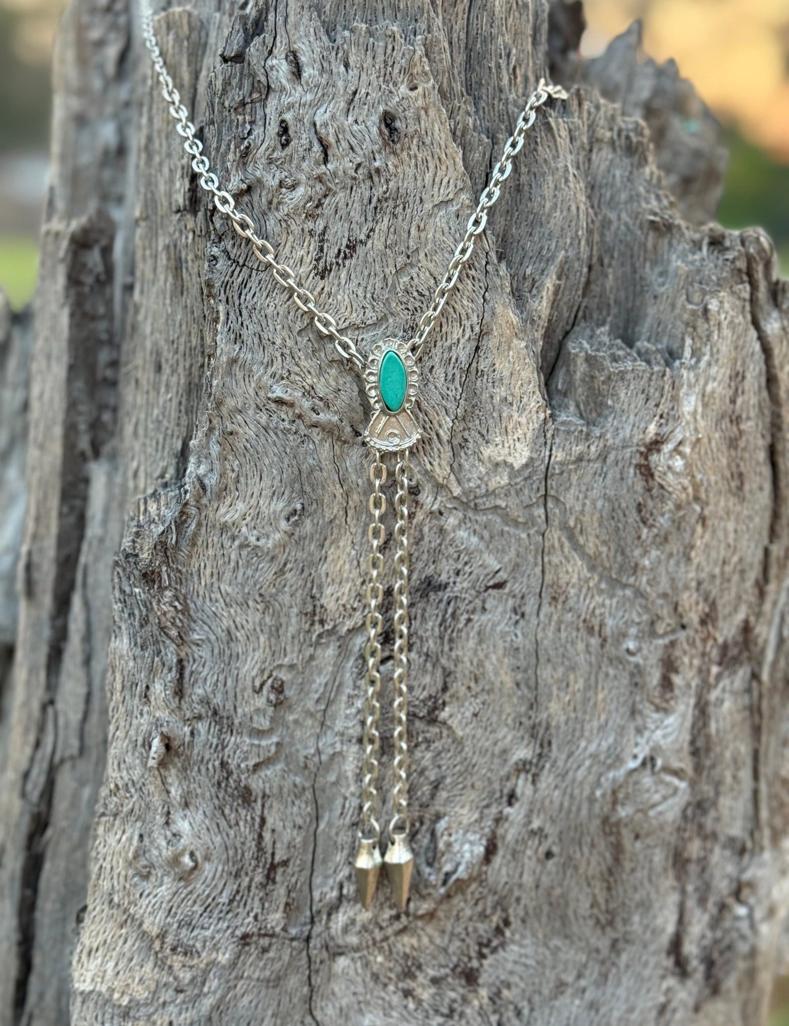 Turquoise Chain Bolo Necklace