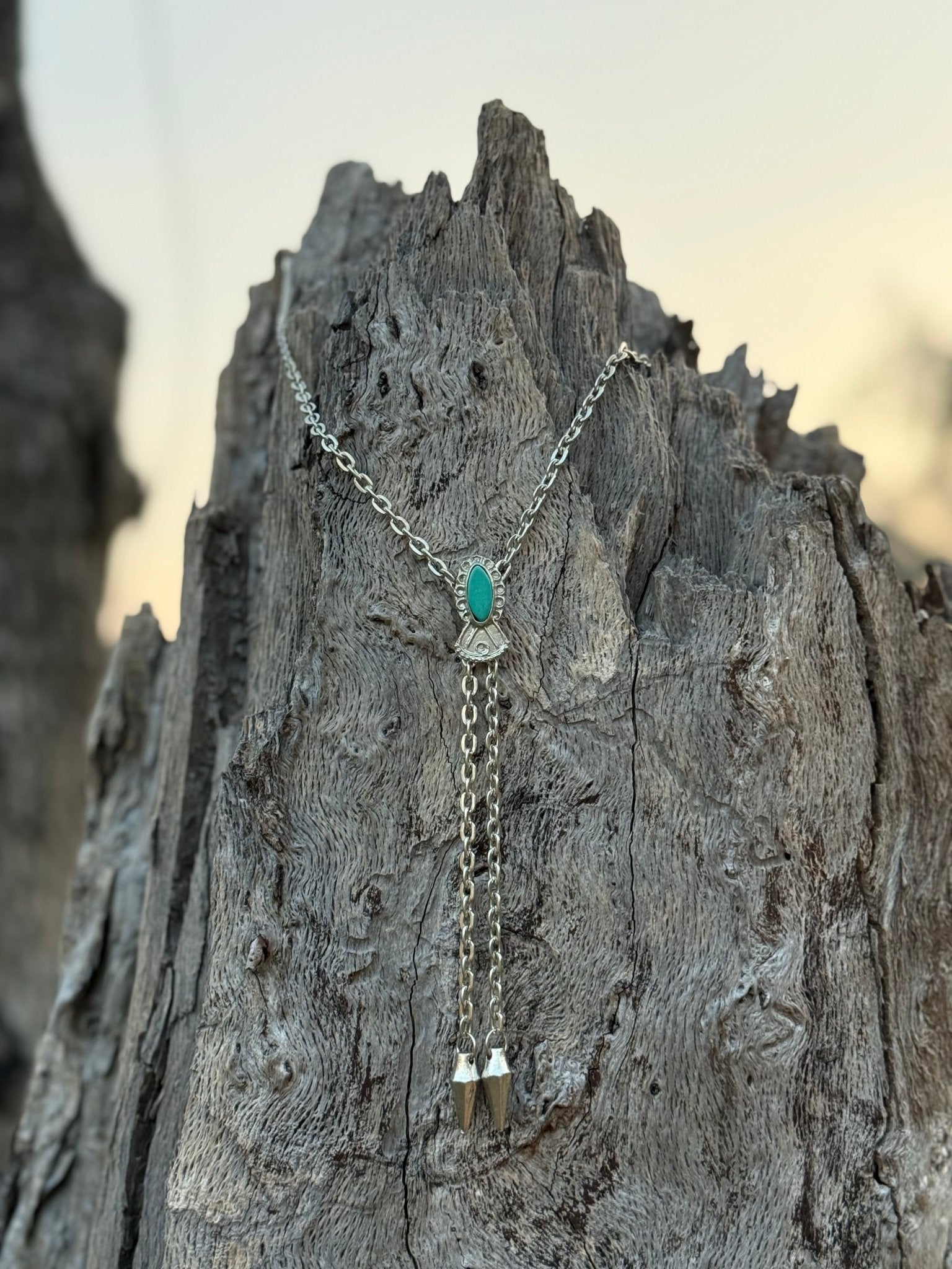 Turquoise Chain Bolo Necklace