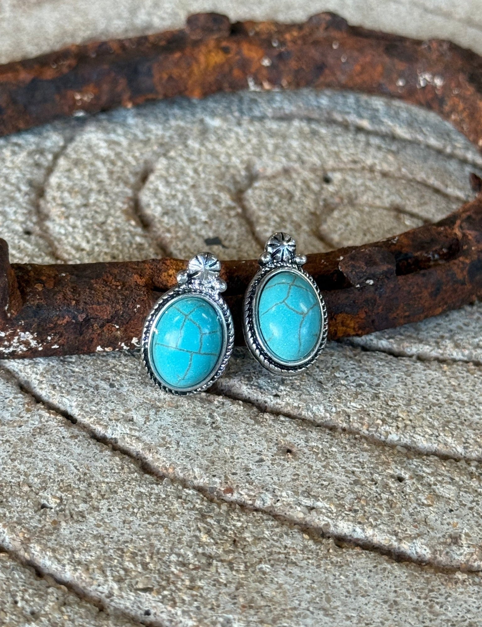Turquoise Charm Stud Earrings