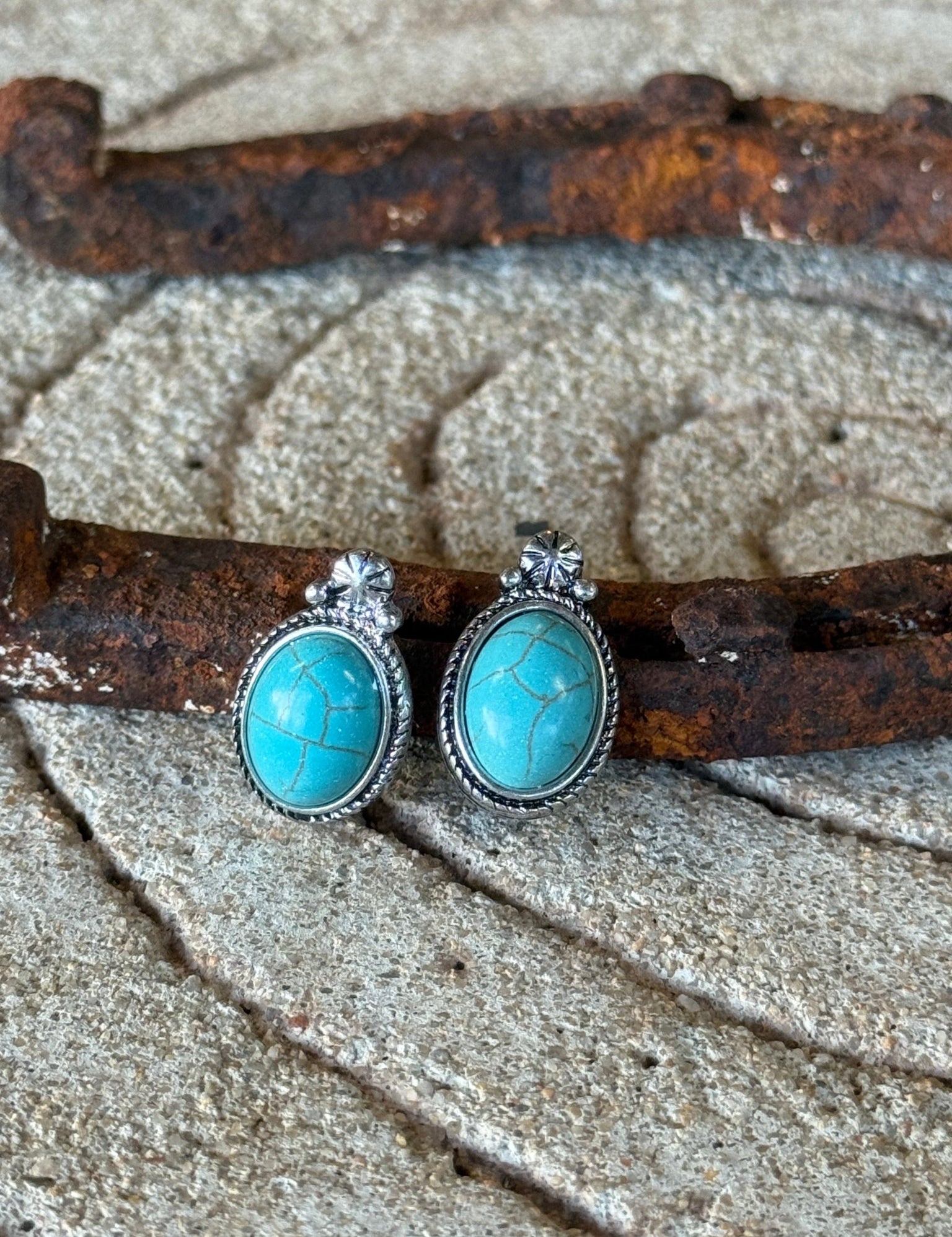 Turquoise Charm Stud Earrings