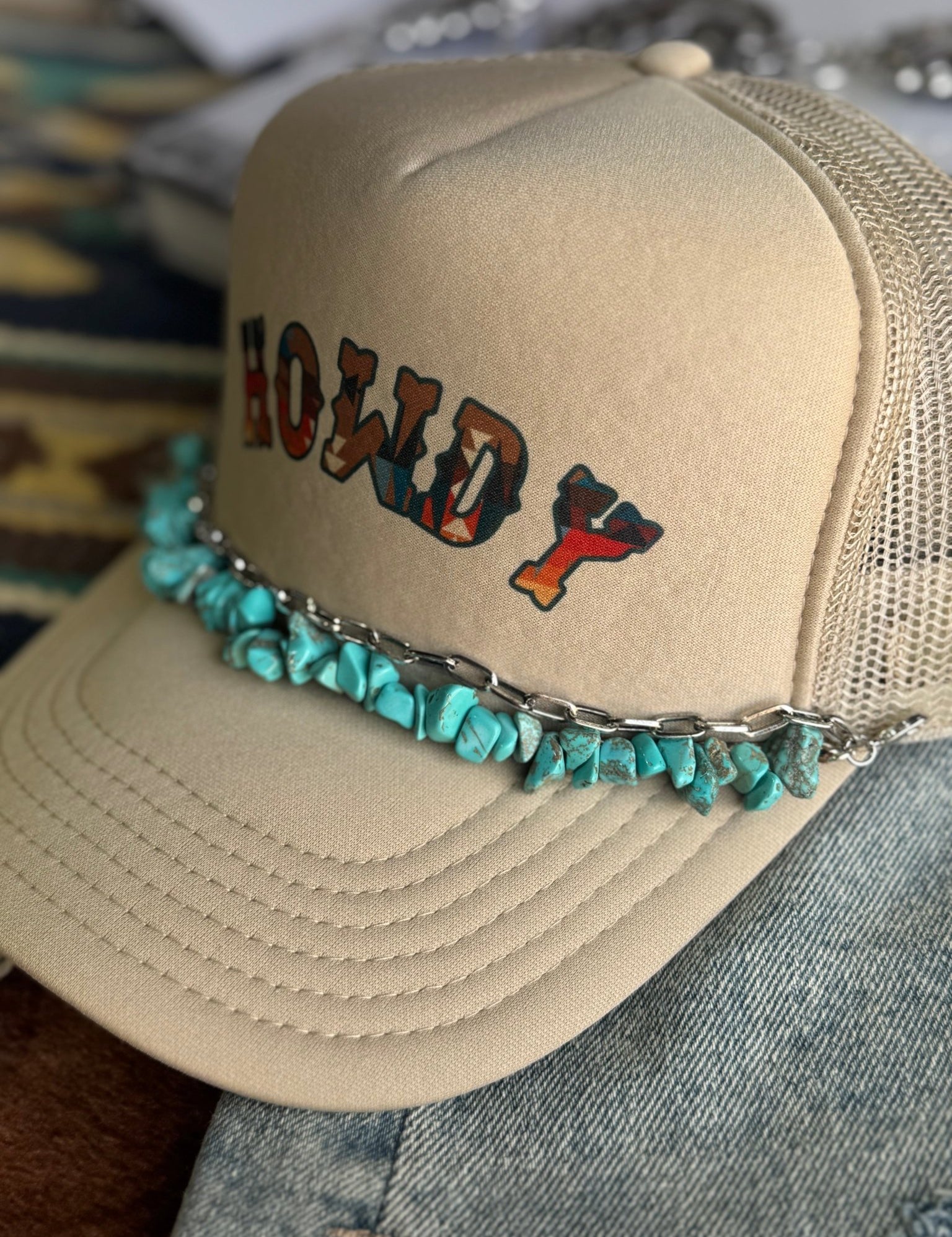 Turquoise Chips Trucker Hat Chain