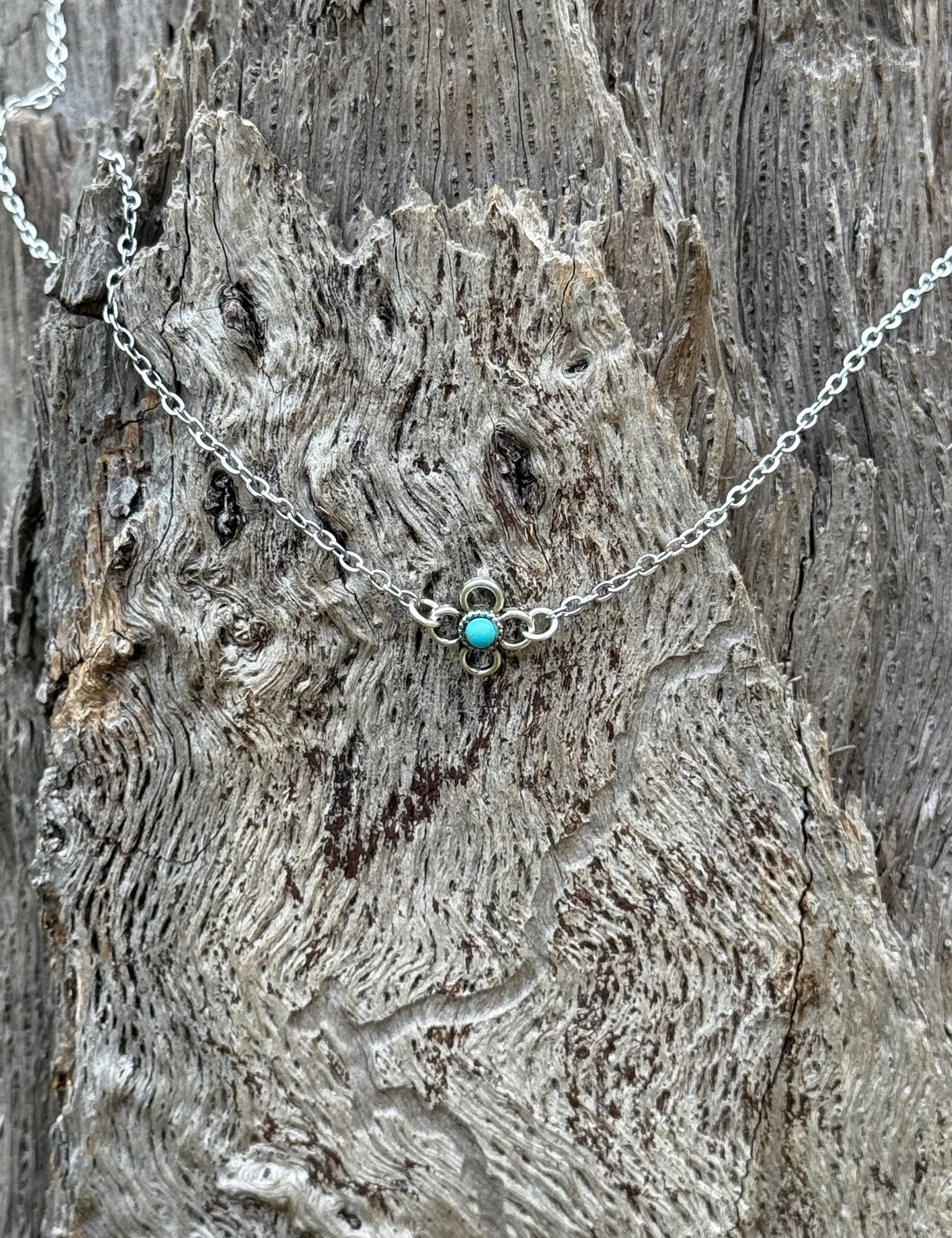 Turquoise Clover Pendant Chain Necklace