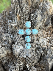 Turquoise Cluster Cross Stretch Ring