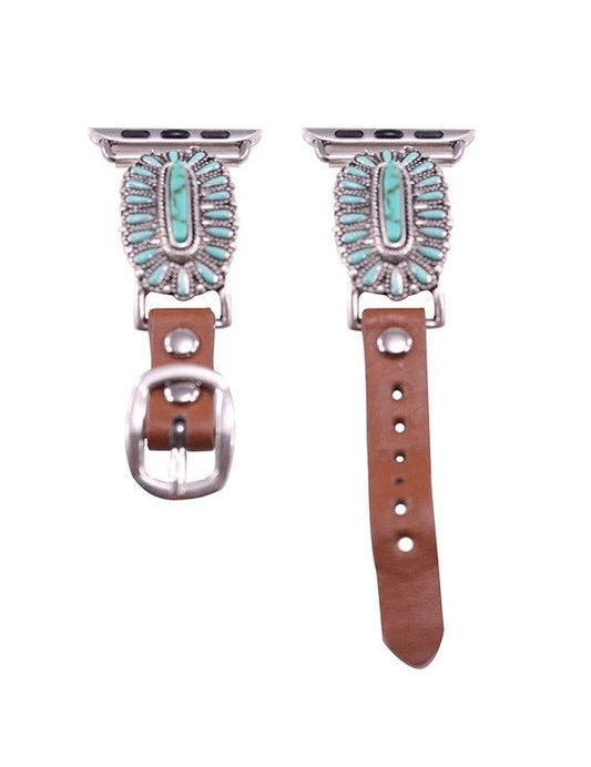 Turquoise Cluster Faux Leather Apple Watch Band